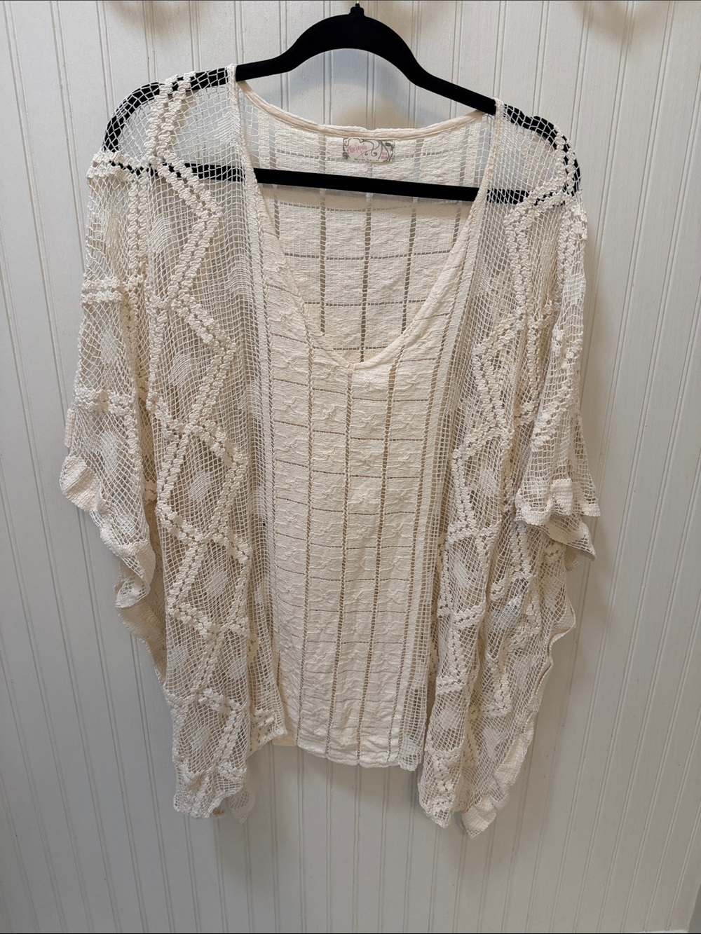 Free people Open-Knit Cream Women's Lace Top
